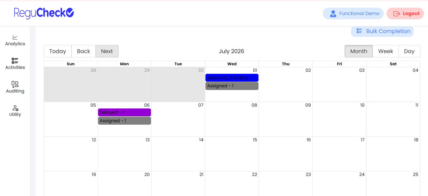 ReguCheck compliance calendar